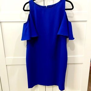CYNTHIA ROWLEY ROYAL BLUE PEEP SHOULDER DRESS SIZE 8